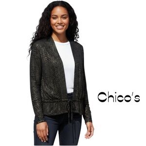 Chico’s Black Silver Animal Print Jacket NWT Size 8